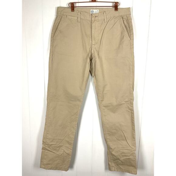 Lucky Brand 221 Straightl Men's Flat Front California Chino Pants in Tan Size 34